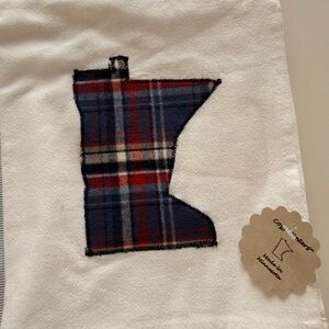 Minnesota Plaid Appliqué Tea Towel - Navy, Red, White